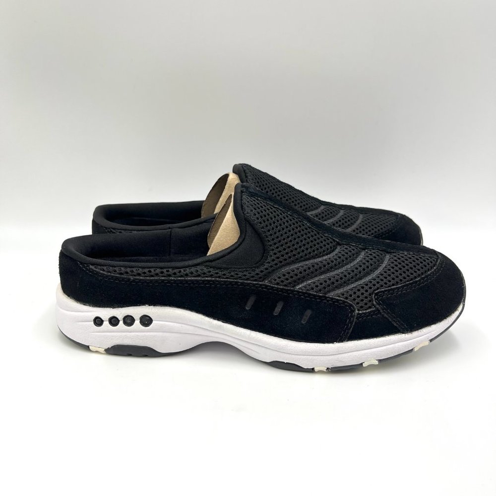 9WW Easy Spirit Womens Traveltime Black White‎ Slip On Comfort Mules Shoes